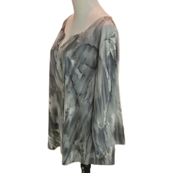 One World Abstract Design Grey & White Long Sleeve Top size 3X - Picture 4 of 14